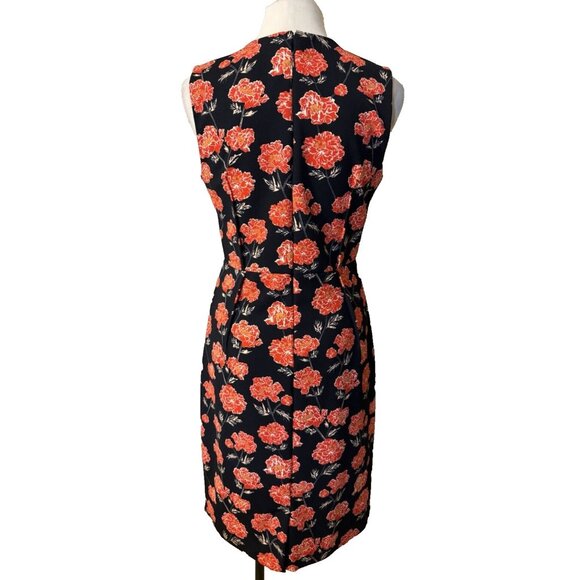 Banana Republic Pencil Dress 10 Red Black Ivory Floral Sleeveless Washable NEW - Picture 6 of 14